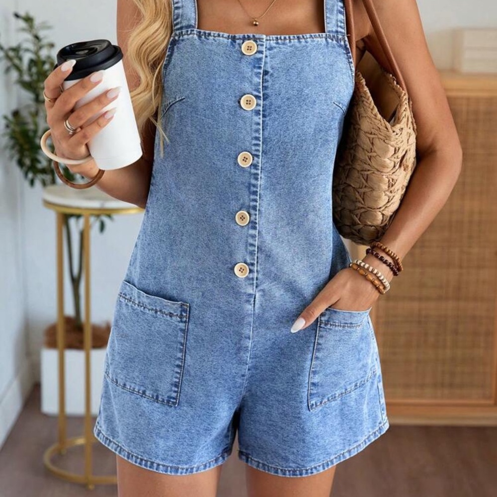 nwt chambray bib overalls romper.